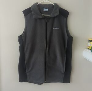 Columbia sportwear fleece vest men's size large/ tall full zip gray/ black